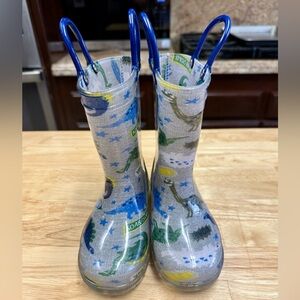 HugRain Toddler Dinosaur Light Up Rain Boots
